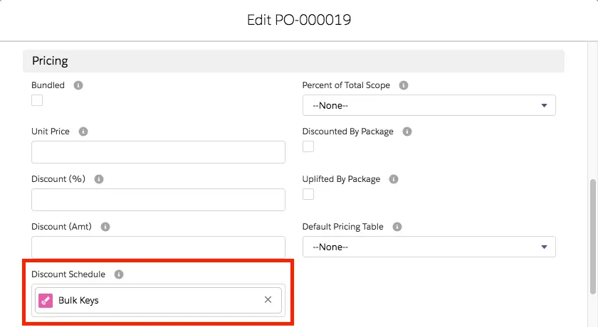 Product Option Record