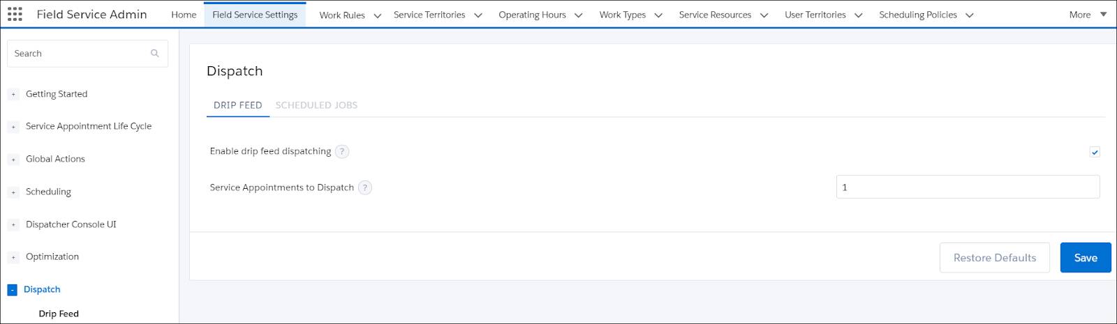 Dispatcher Console with drip feed dispatching enabled.