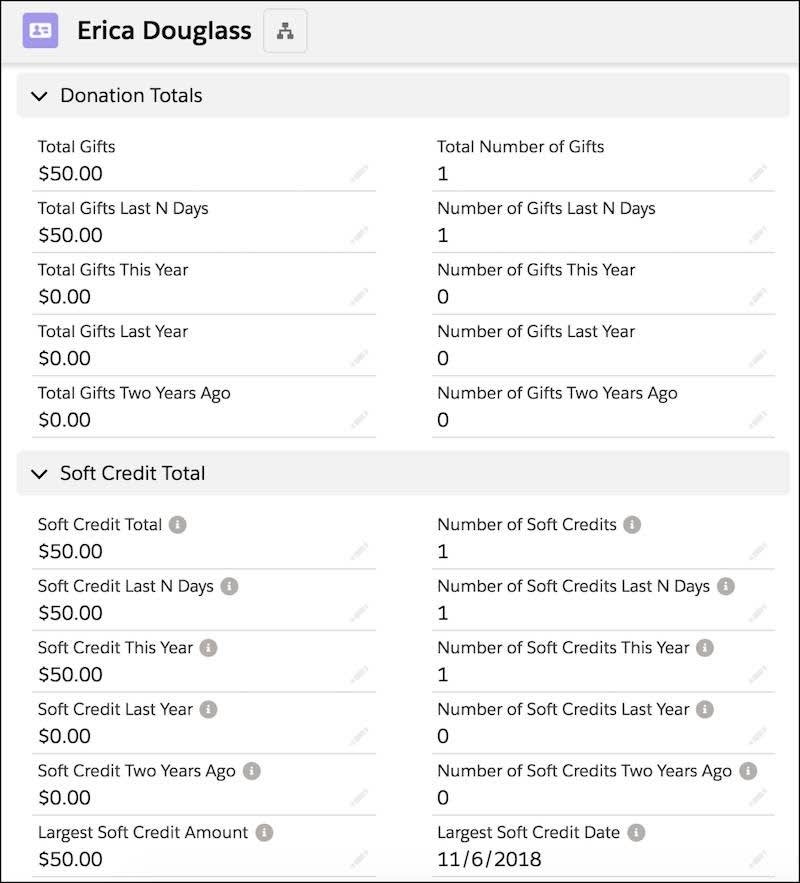 Contact Record Donation Details