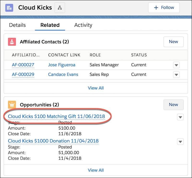 Opportunity Related list on the Account Record