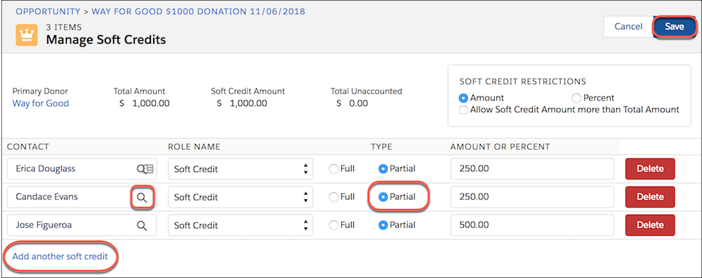 Manage Soft Credits Wizard