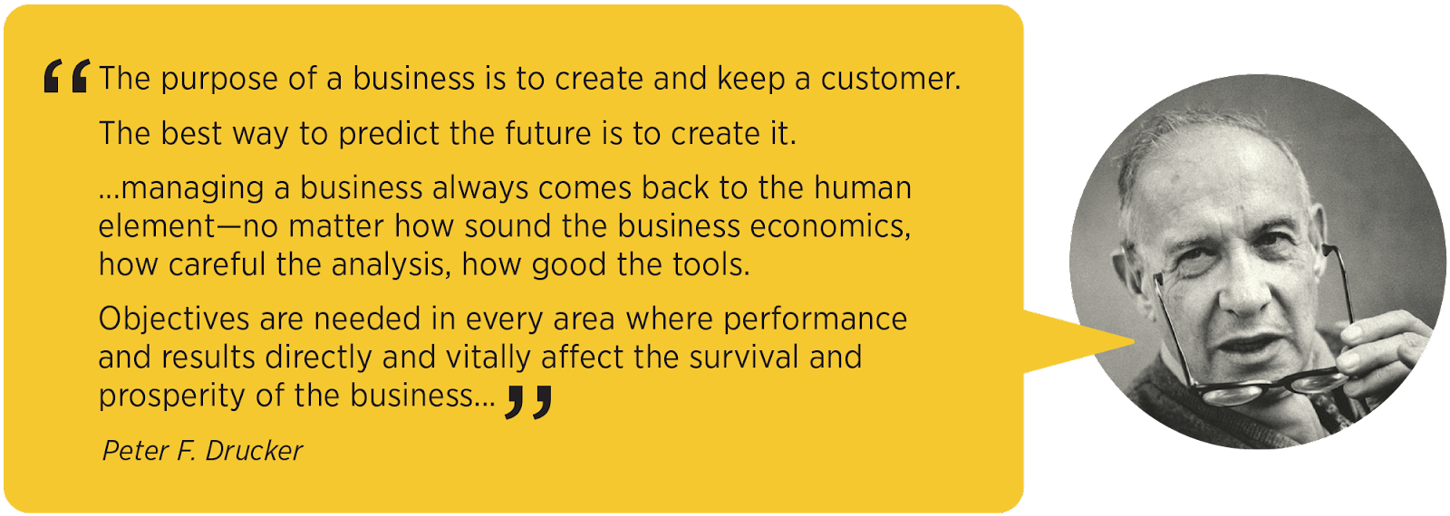 The purpose of a business is to create and keep a customer. Peter F. Drucker