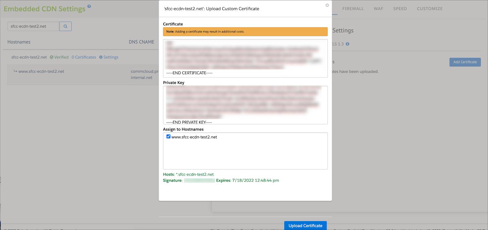 In Business Manager, upload a certificate to eCDN.