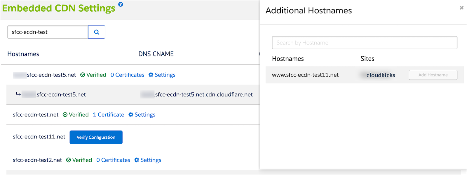 In Business Manager, check the status of hostname validation.