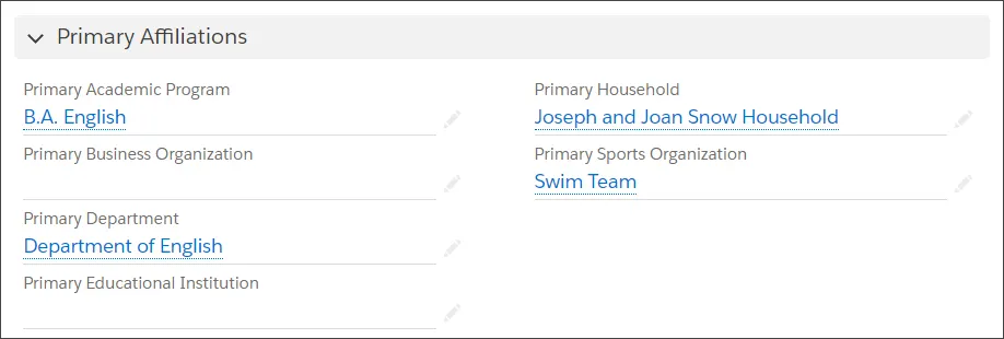 Primary affiliations