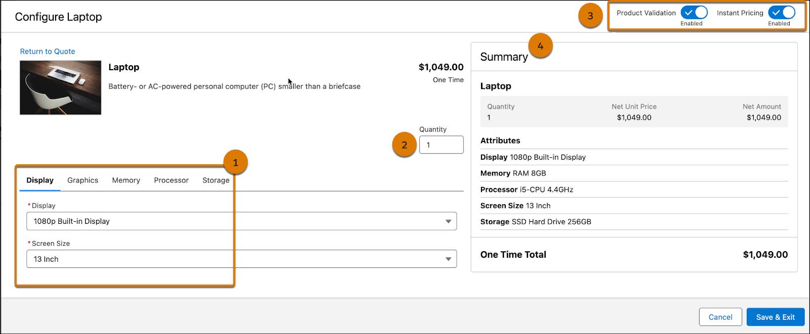 商品構成ページの例。