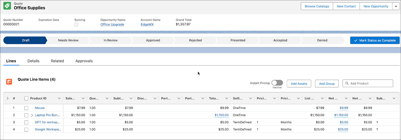 [Office Supplies (オフィス用品)] 見積。