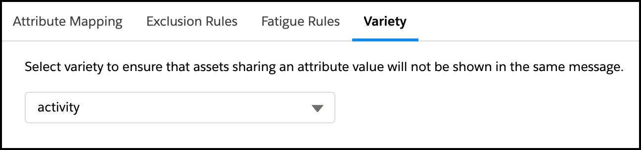 Variety rule with the activity attribute selected.