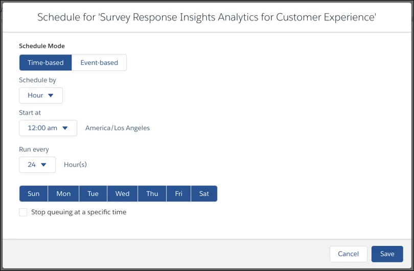 Data import schedule settings.