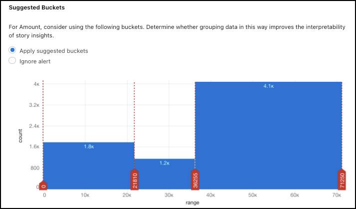 Sélection de l’option Appliquer les nouveaux compartiments sur l’écran Alertes de données.