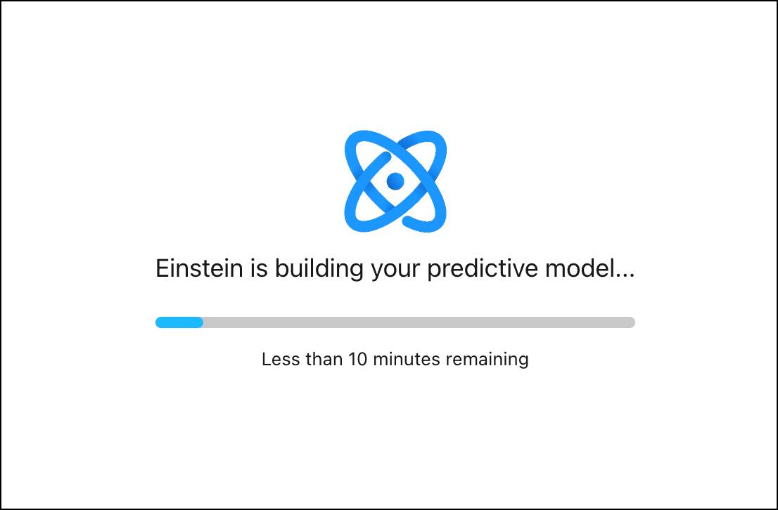 Écran de progression apparaissant pendant qu’Einstein crée un modèle de prédiction