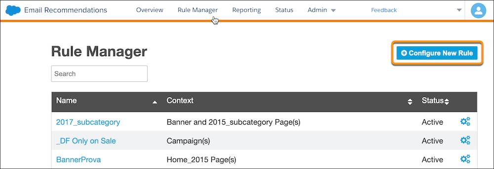 Rule Manager with Configure New Rule circled.