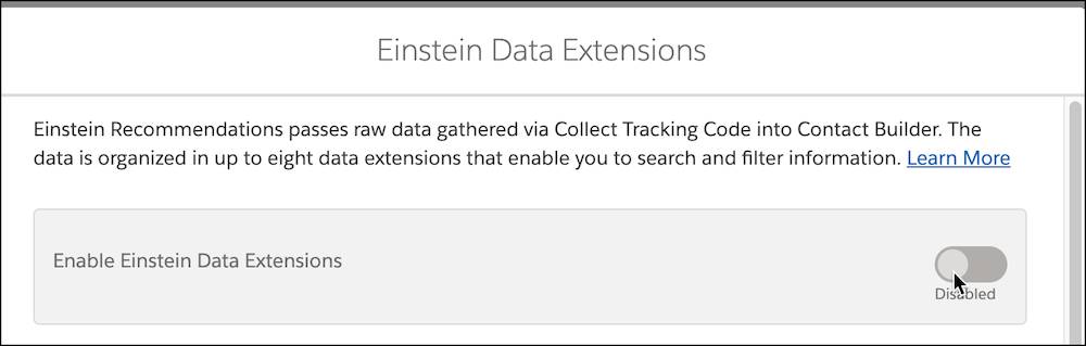 Enable Einstein data extensions.