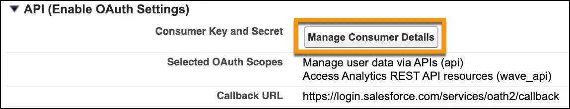 Manage Consumer Details button