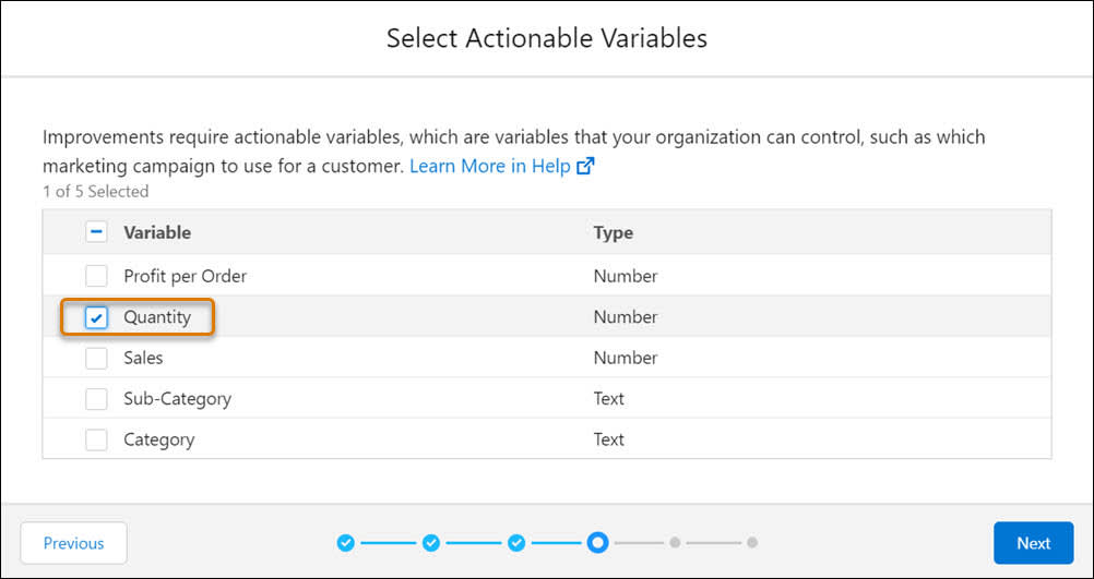 Deployment Wizard screen with Quantity selected as an actionable variable