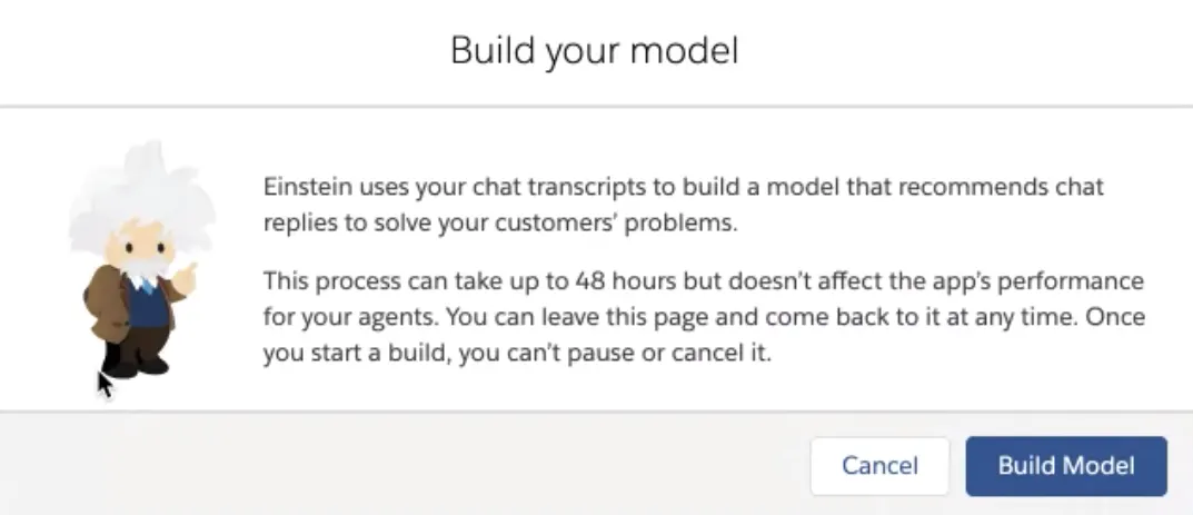 Build your model screen with Build Model button.