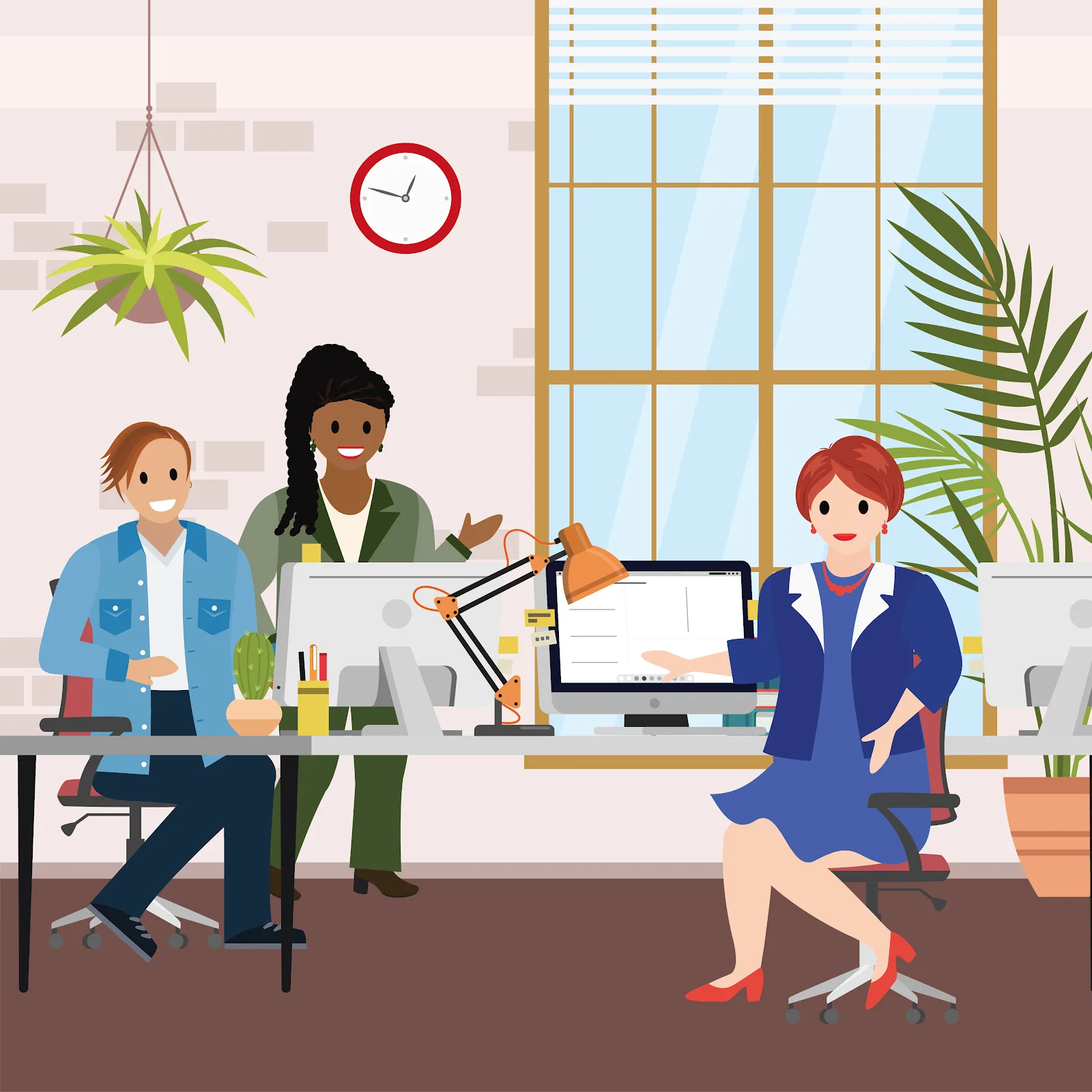 Office workers at their desks.