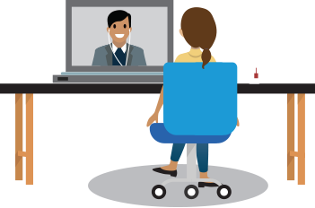 A manager and direct report in a virtual one-on-one meeting