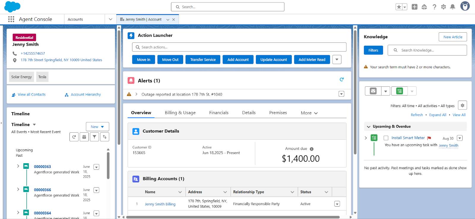Screenshot of the contact center console.