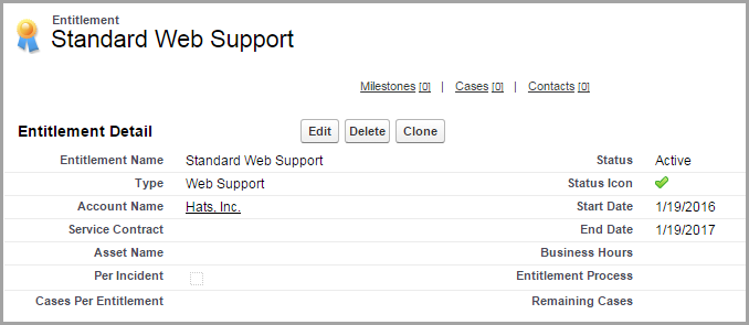 Entitlement detail page