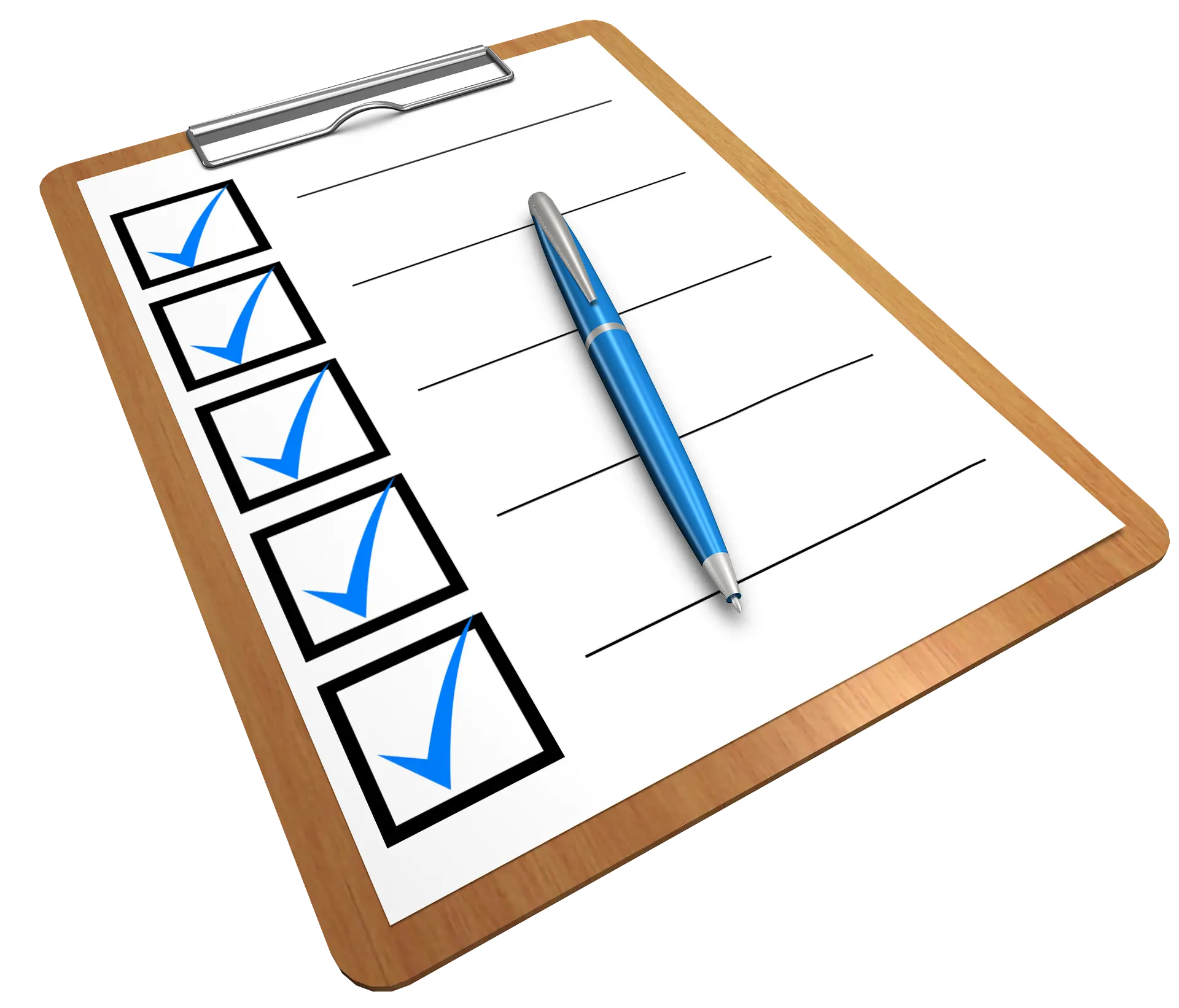 Checklist on clipboard