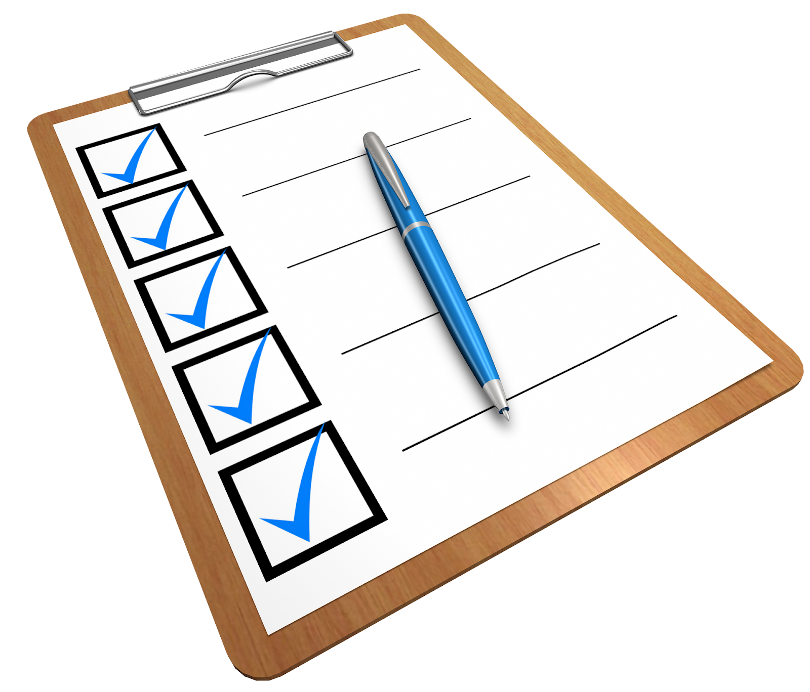 Checklist on clipboard