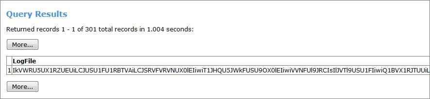 The unintelligible log file from the SOQL query.