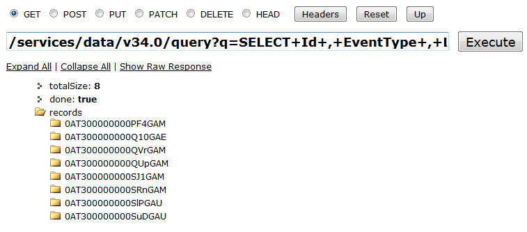 The records the REST query returned.