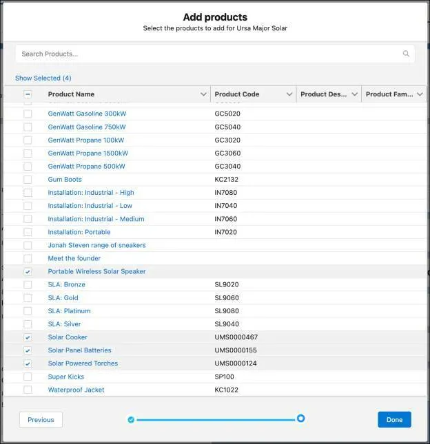 The Add products window where you can search for and add partner products to the loyalty program