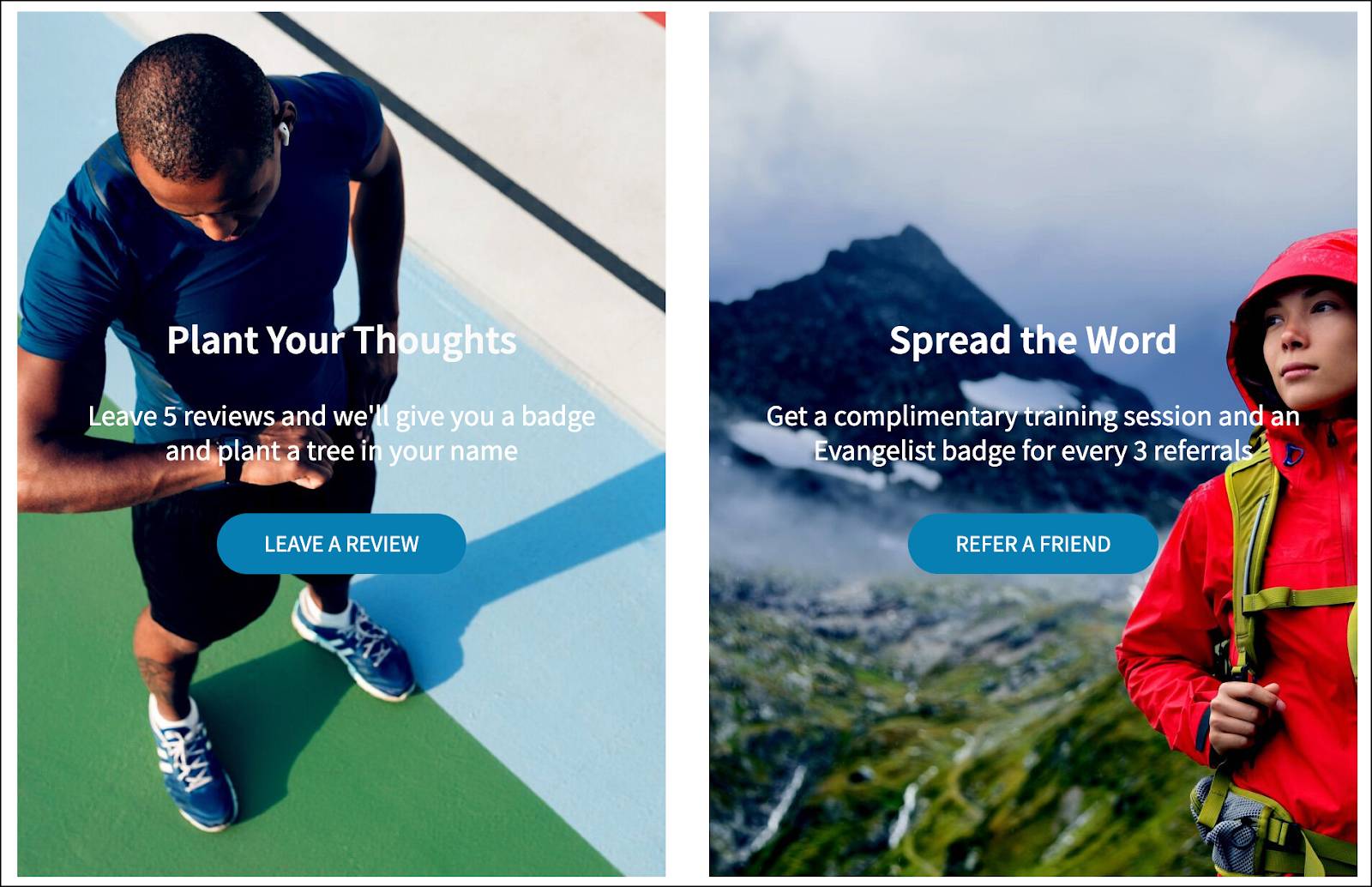 The review and referral promotions on the commerce site.