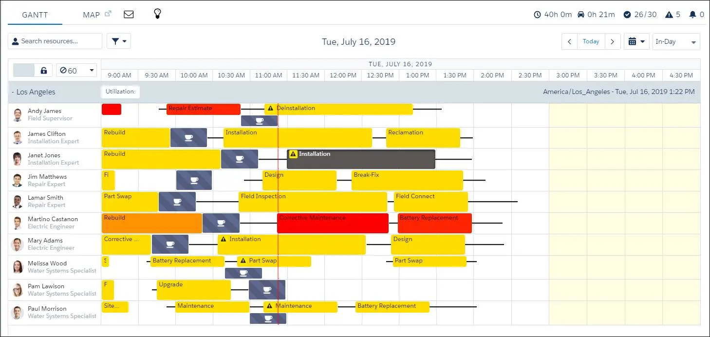 Dispatcher Console with new colors to show upcoming due dates.