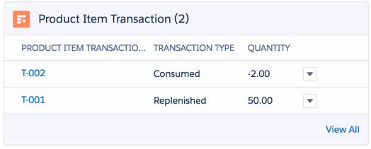 Product transaction object automatically records a part transaction.