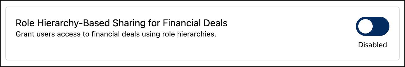 The Role Hierarchy-Based Sharing for Financial Deals setting disabled.