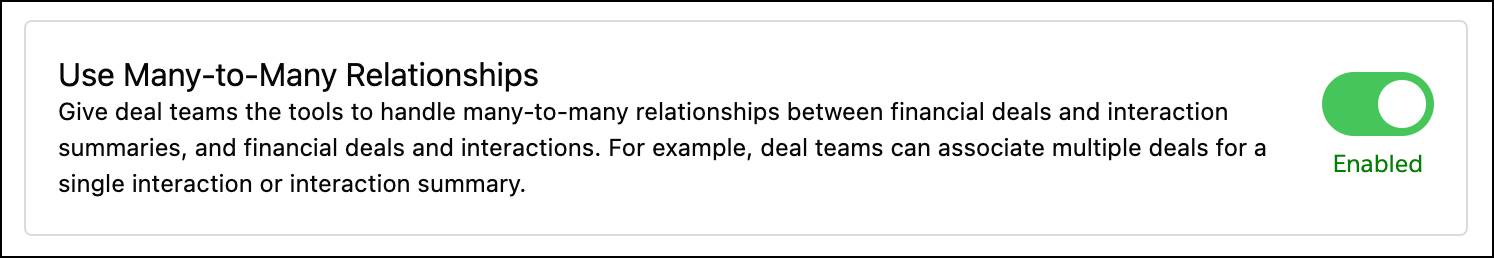 The Use Many-to-Many Relationships setting enabled.