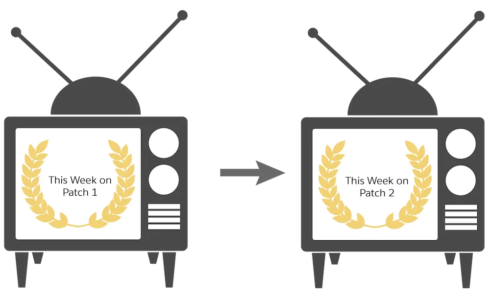 Two TV shows: This week on Patch 1, and This week on Patch 2.