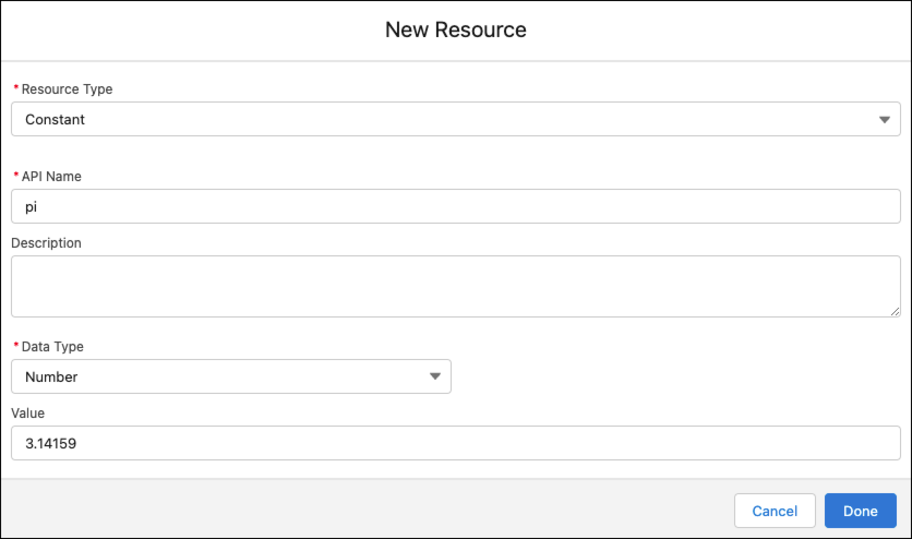 다음 설명에 상응하는 New Resource(새 리소스) 창