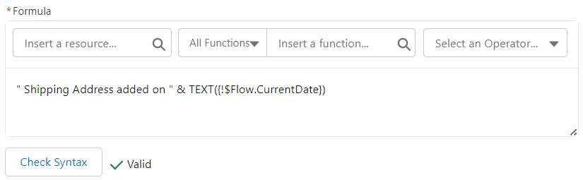 The formula field corresponding to the preceding steps