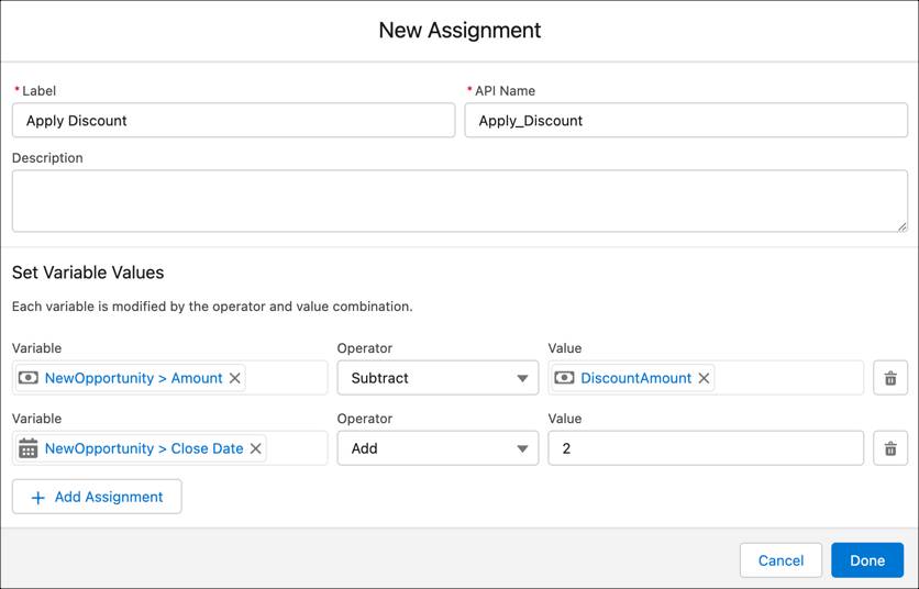 変数や数式の値を計算する Salesforce Trailhead