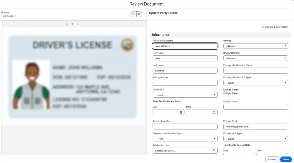 A document in the split-screen Validate Document view.