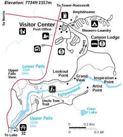 Yellowstone Park trail map.