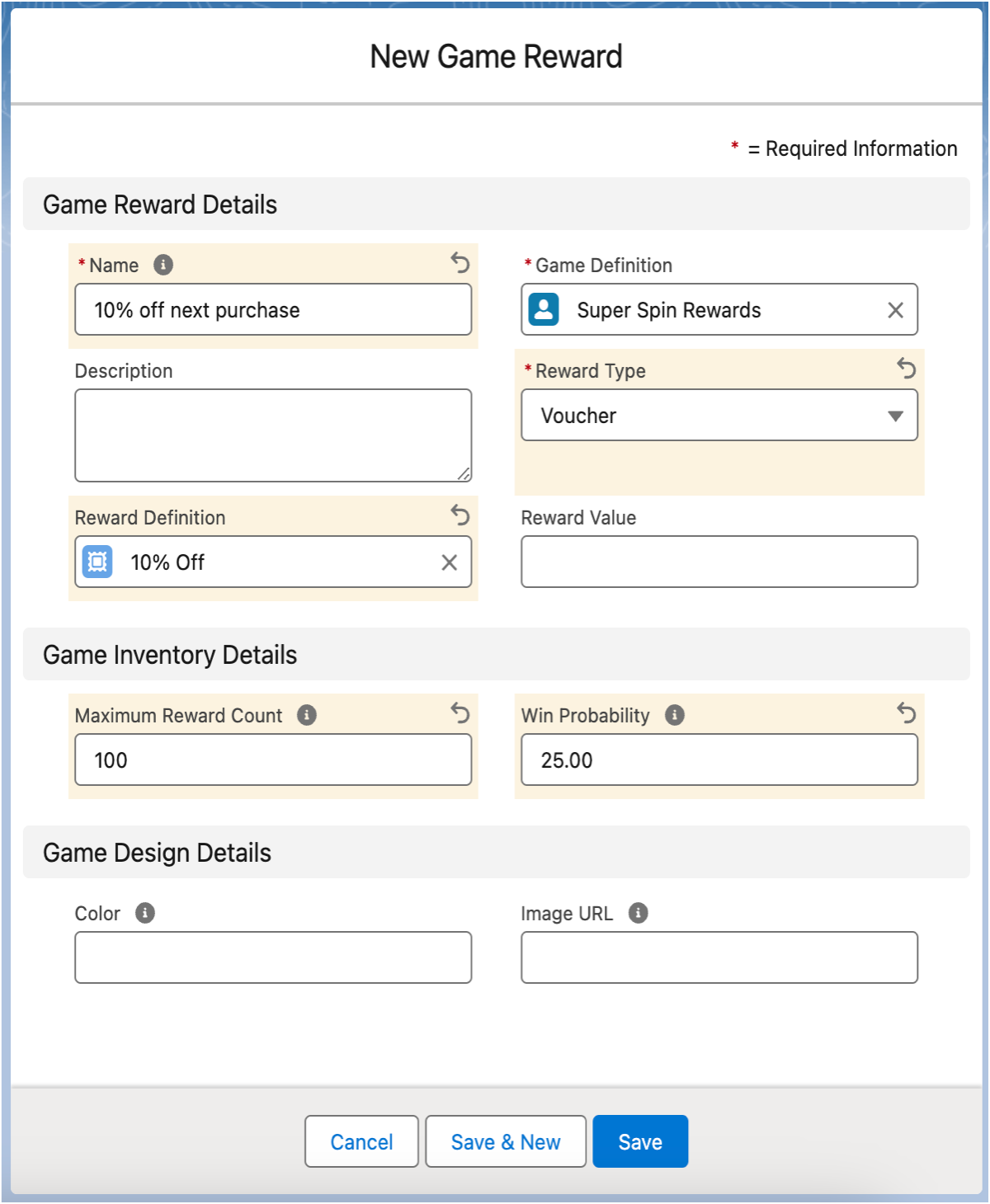 The New Game Reward window with the reward details.