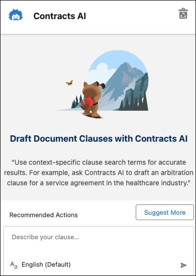 条項の説明を入力する Contracts AI のインターフェース。