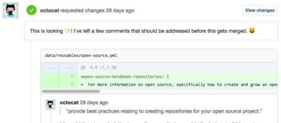 Screenshot showing discussion around code changes in a commit.