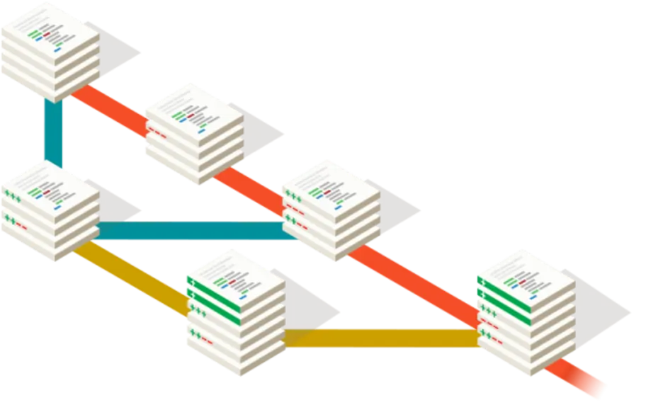 A diagram showing Git’s distributed naturel.