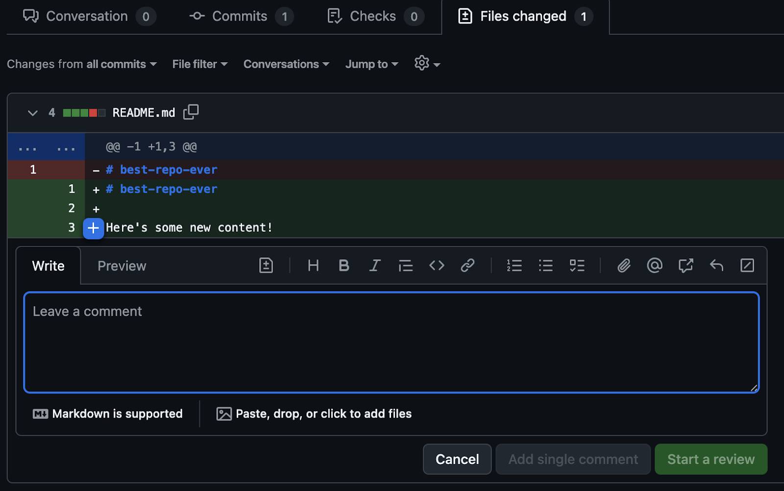 Screenshot showing how to add line comments.