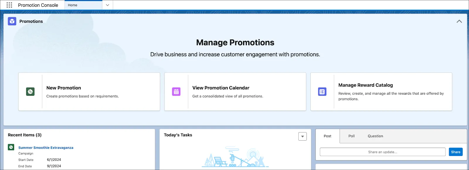 The Promotion Console app where you can manage all company promotions.