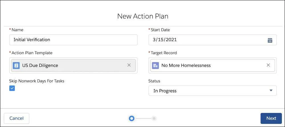 The New Action Plan window