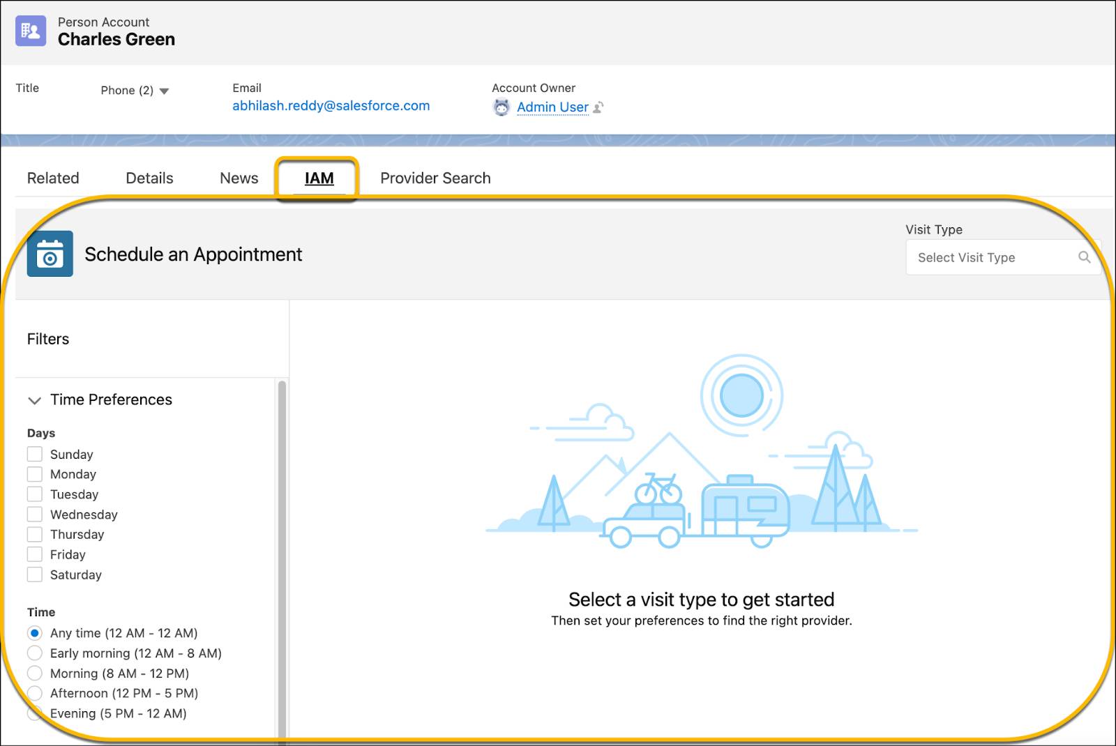 IAM tab on a patient’s account page.