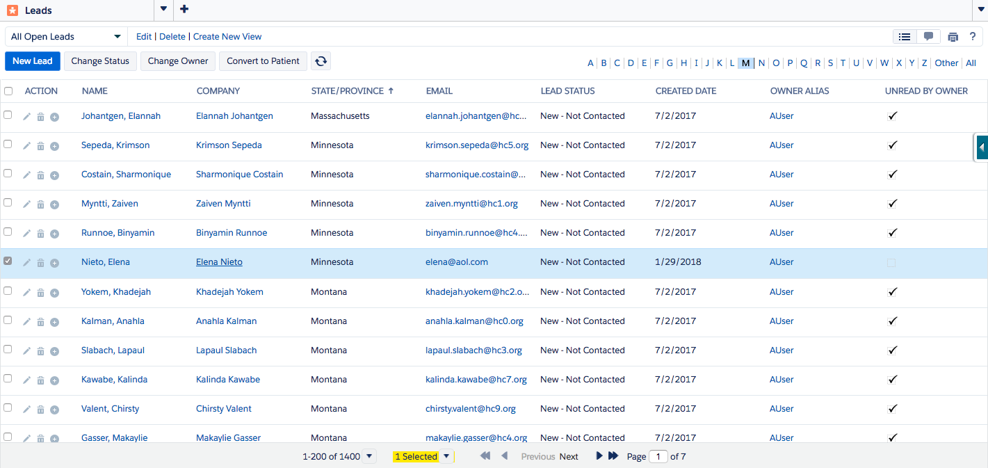 Harryette creates patient records from Leads.
