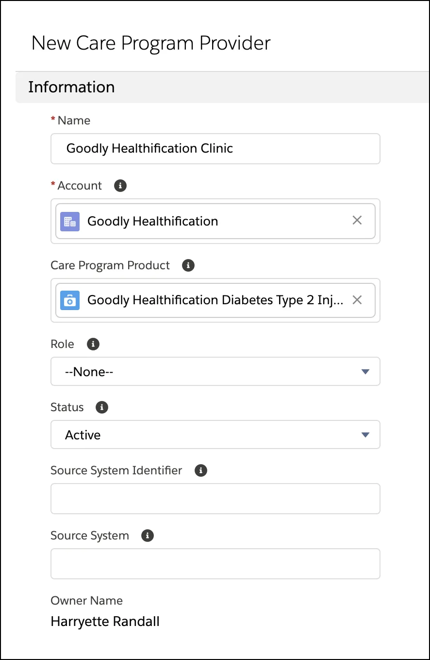 New care program provider corresponding to the preceding steps